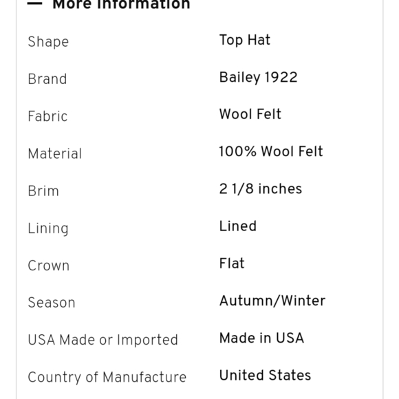 The Bailey Ice Top hat, a vintage tall crown style  wool, Size Medium unisex - Picture 13 of 13